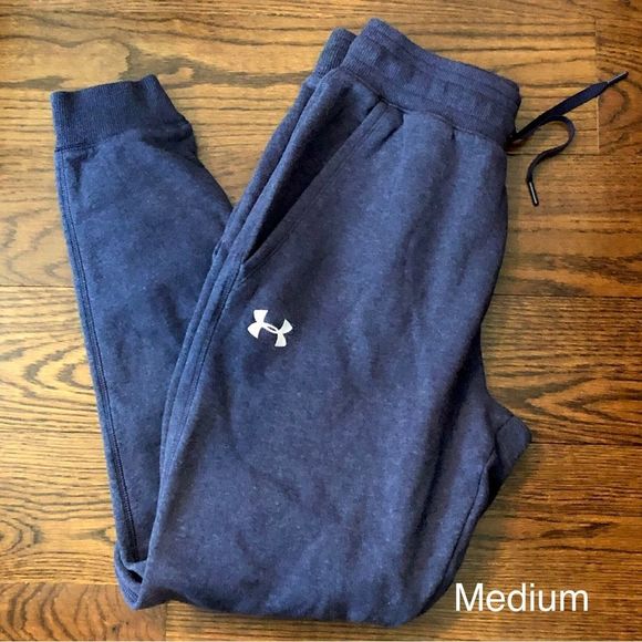 UNDER ARMOUR Men’s Coldgear Blue Loose Fit Tapered Jogger Drawstring Pants Sz MD - Picture 1 of 6